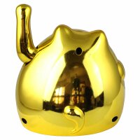 Glückskatze - Maneki-neko - rundliche Winkekatze 8 cm - gold