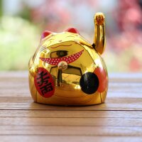 Roundish lucky cat - Maneki Neko - Waving cat - 8 cm - gold