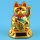 Lucky cat - Maneki Neko - Waving cat - solar - round socket - 8 cm - gold