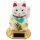 Glückskatze - Maneki-neko - Winkekatze Solar - runder Sockel - 8 cm - weiß