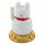 Glückskatze - Maneki-neko - Winkekatze Solar - runder Sockel - 8 cm - weiß