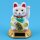 Glückskatze - Maneki-neko - Winkekatze Solar - runder Sockel - 8 cm - weiß