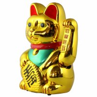 Glückskatze - Maneki-neko - Winkekatze - 30 cm - gold