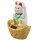 Lucky cat - Maneki Neko - Waving cat - solar - oval socket - 14 cm - white