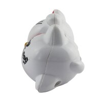 Glückskatze - Maneki-neko - Winkekatze Solar liegend - weiss
