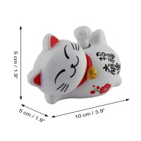 Glückskatze - Maneki-neko - Winkekatze Solar liegend - weiss