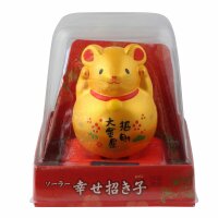 Lucky cat mouse - Maneki Neko - Waving cat - solar - 10,5 cm - gold