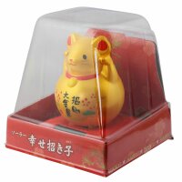 Glückskatze Maus - Maneki-neko - Winkekatze - Solar - 10,5 cm - gold