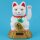 Glückskatze - Maneki-neko - Winkekatze Solar - runder Sockel - 15 cm - weiß