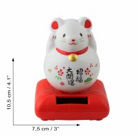 Lucky cat mouse - Maneki Neko - Waving cat - solar - 10,5 cm - white