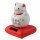 Glückskatze Maus - Maneki-neko - Winkekatze - Solar - 10,5 cm - weiß