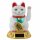 Glückskatze - Maneki-neko - Winkekatze Solar - runder Sockel - 18 cm - weiß