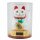 Glückskatze - Maneki-neko - Winkekatze Solar - runder Sockel - 18 cm - weiß