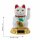 Glückskatze - Maneki-neko - Winkekatze Solar - runder Sockel - 18 cm - weiß