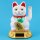 Glückskatze - Maneki-neko - Winkekatze Solar - runder Sockel - 18 cm - weiß