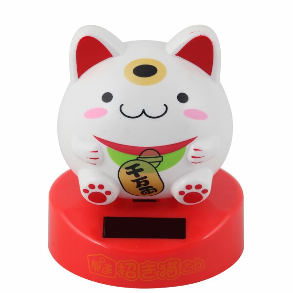 Solar Wobble Figure - Thick Happy Cat - white