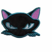 Aufnäher - Katzenkopf - schwarz-lila-blau - Patch