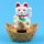 Lucky cat - Maneki Neko - Waving cat - solar - oval socket - 10 cm - white