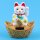 Glückskatze - Maneki-neko - Winkekatze Solar - ovaler Sockel - 10 cm - weiß