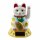Glückskatze - Maneki-neko - Winkekatze Solar - runder Sockel - 10,5 cm - weiß