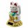 Glückskatze - Maneki-neko - Winkekatze Solar - runder Sockel - 10,5 cm - weiß