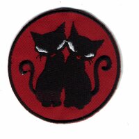 Aufnäher - Zwei Schwarze Katzen - schwarz-rot - Patch