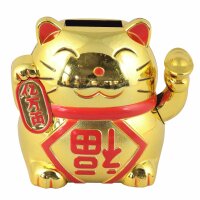 Lucky cat - Maneki Neko - Waving cat - solar - 9,5 cm - gold