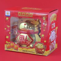 Lucky cat - Maneki Neko - Waving cat - solar - 9,5 cm - gold