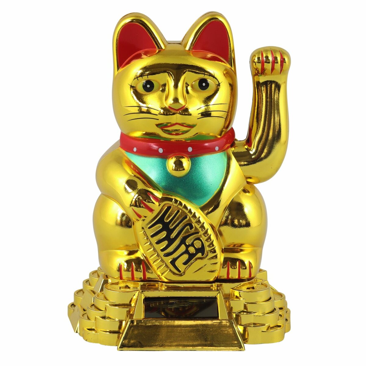 10cm Glückskatze (solarbetrieben) Winkekatze Lucky Cat Maneki Neko #gold