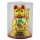 Glückskatze - Maneki-neko - Winkekatze Solar - runder Sockel - 15 cm - gold