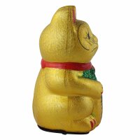 Glückskatze - Maneki-neko - Winkekatze aus Keramik - 17 cm - gold
