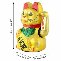 Lucky cat made of ceramic - Maneki Neko - Waving cat - 22 cm - gold
