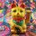 Lucky cat made of ceramic - Maneki Neko - Waving cat - 22 cm - gold