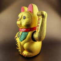Glückskatze - Maneki-neko - Winkekatze aus Keramik - 26 cm - gold