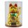 Glückskatze - Maneki-neko - Winkekatze Solar - runder Sockel - 18 cm - gold
