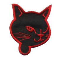 Aufnäher - Katzenkopf - schwarz-rot - Patch