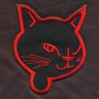 Aufnäher - Katzenkopf - schwarz-rot - Patch