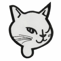 Aufnäher - Katzenkopf - weiß-schwarz - Patch
