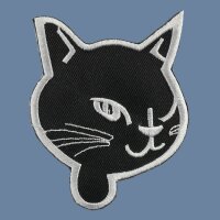 Aufnäher - Katzenkopf - schwarz weiß - Patch