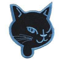 Aufnäher - Katzenkopf - schwarz-blau - Patch