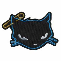 Aufnäher - Schwarz-blaue Katze - Katze mit...