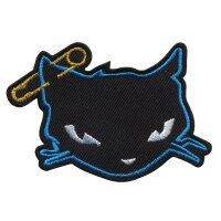 Aufnäher - Schwarz-blaue Katze - Katze mit...