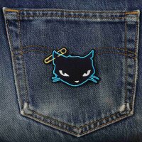 Patch - Black and blue Cat - Cat with safety pin