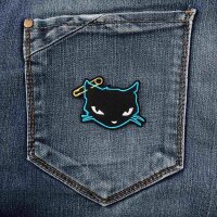 Patch - Black and blue Cat - Cat with safety pin