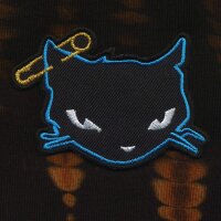 Patch - Black and blue Cat - Cat with safety pin