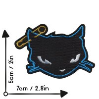 Patch - Black and blue Cat - Cat with safety pin
