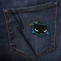 Patch - Black and blue Cat - Cat with safety pin