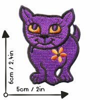 Aufnäher - Katze mit Blume - lila - Patch