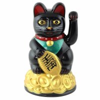 Lucky cat - Maneki Neko - Waving cat - 11 cm - black