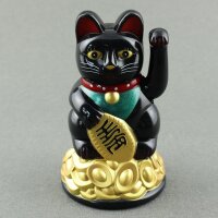 Glückskatze - Maneki-neko - Winkekatze - 11 cm - schwarz